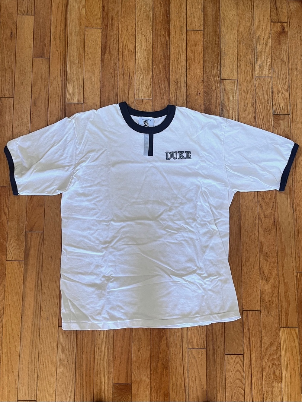 VTG Duke University Stores Ringer T-Shirt 90s Graphic Print Spellout Contrast